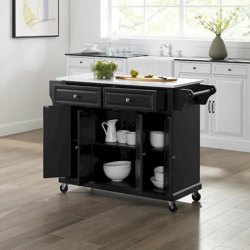 Black Granite Top Kitchen Cart - 18 D x 51.5 W x 36 H