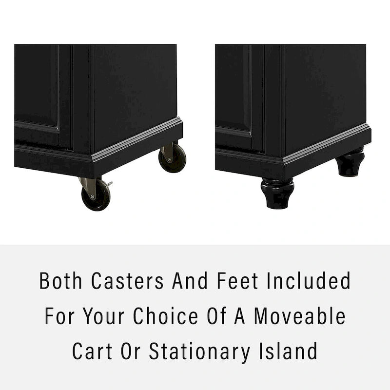 Stainless Steel Top Portable Kitchen Island in Black