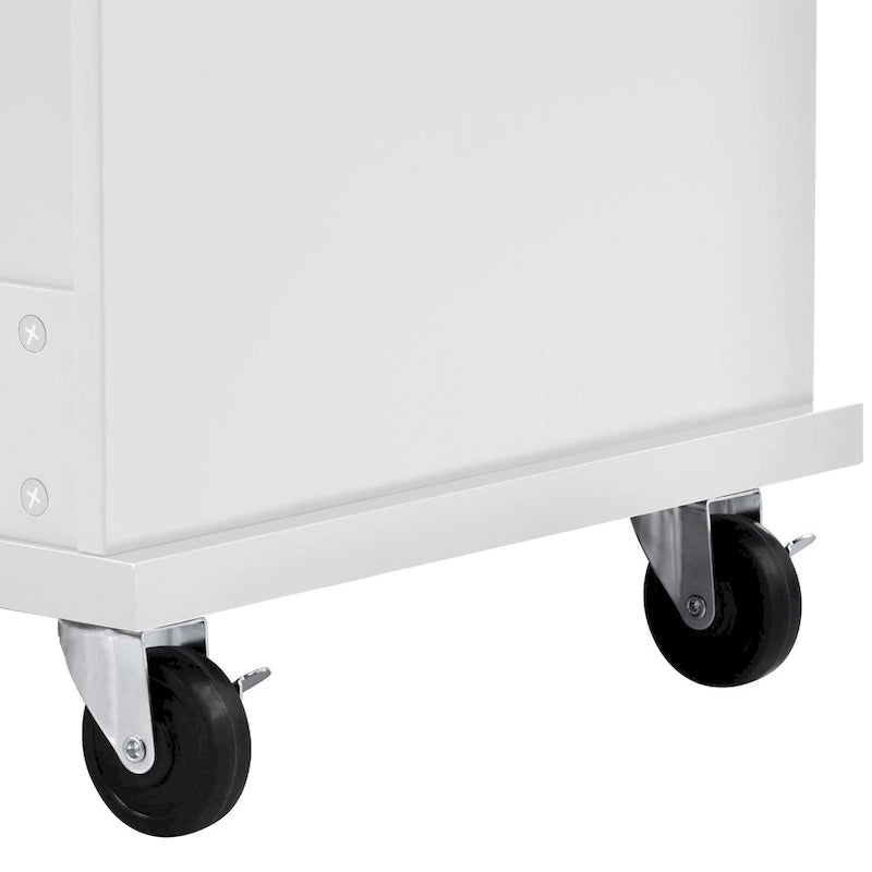 Rubberwood Kitchen Cart with Drop Leaf, Microwave Storage and 2 Drawers