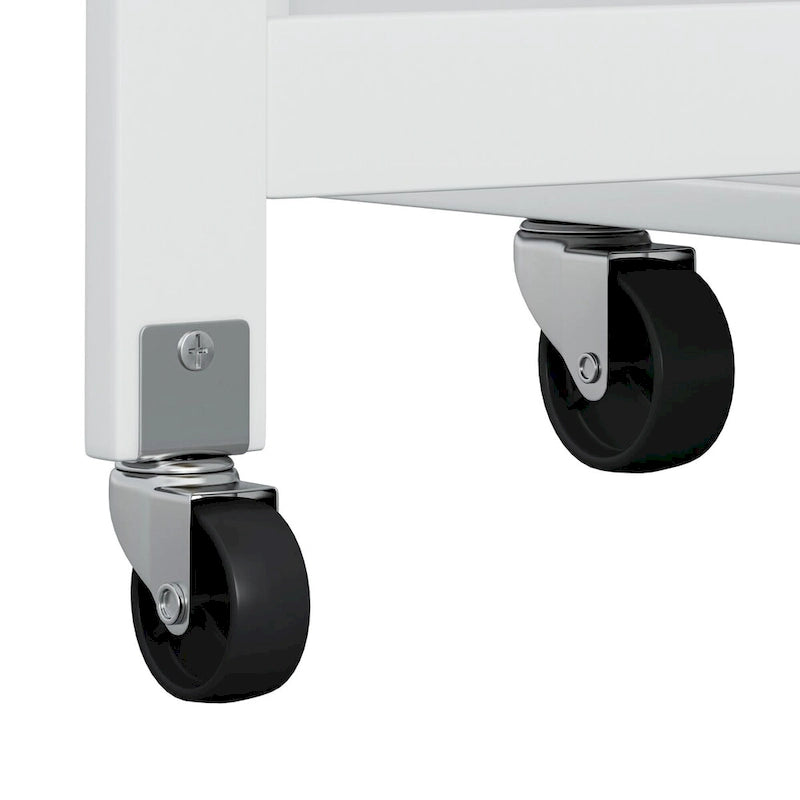 Rolling Kitchen Island Cart with Foldable Rubberwood Top and Storage