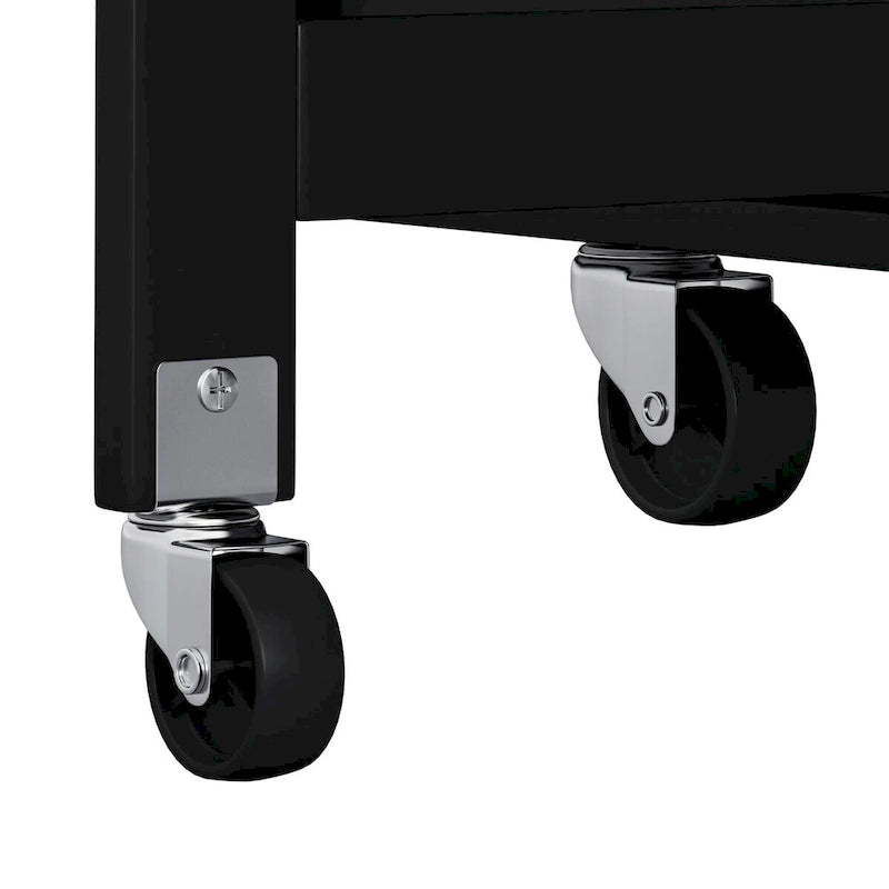 Rolling Kitchen Island Cart with Foldable Rubberwood Top and Storage