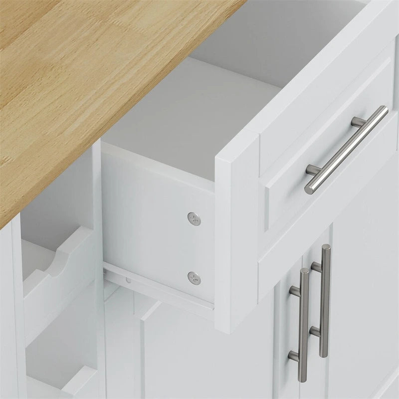 Kitchen Island Cart with Two-Door Cabinet and Wine Rack