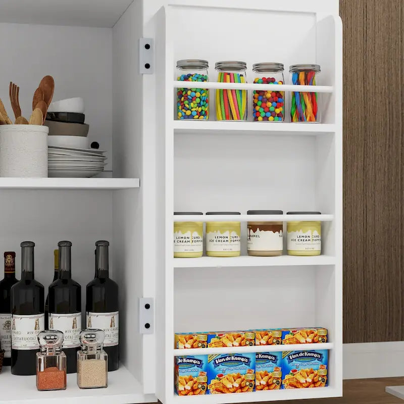 Rolling Kitchen Island Cart with Storage and Rubber Wood Top