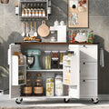 54.5-Inch Rolling Kitchen Island with Drop Leaf, Storage and Power Outlets
