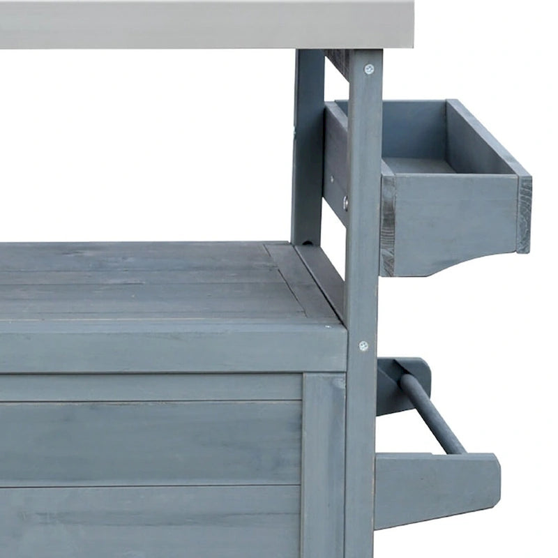 Wooden Kitchen Island with Stainless Steel Top and Storage