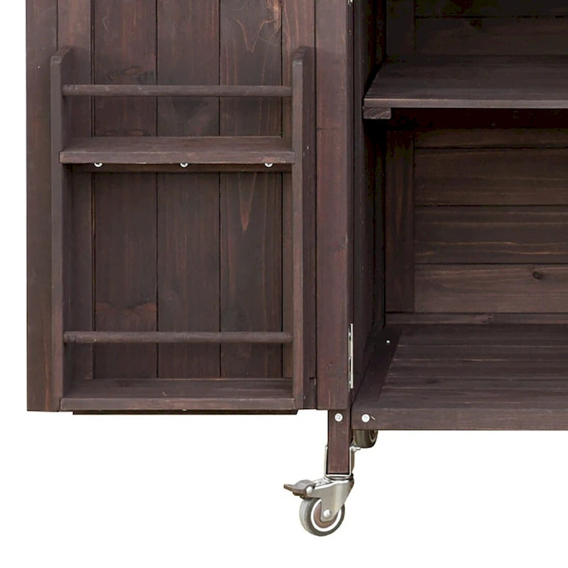 Wooden Kitchen Island with Stainless Steel Top and Storage