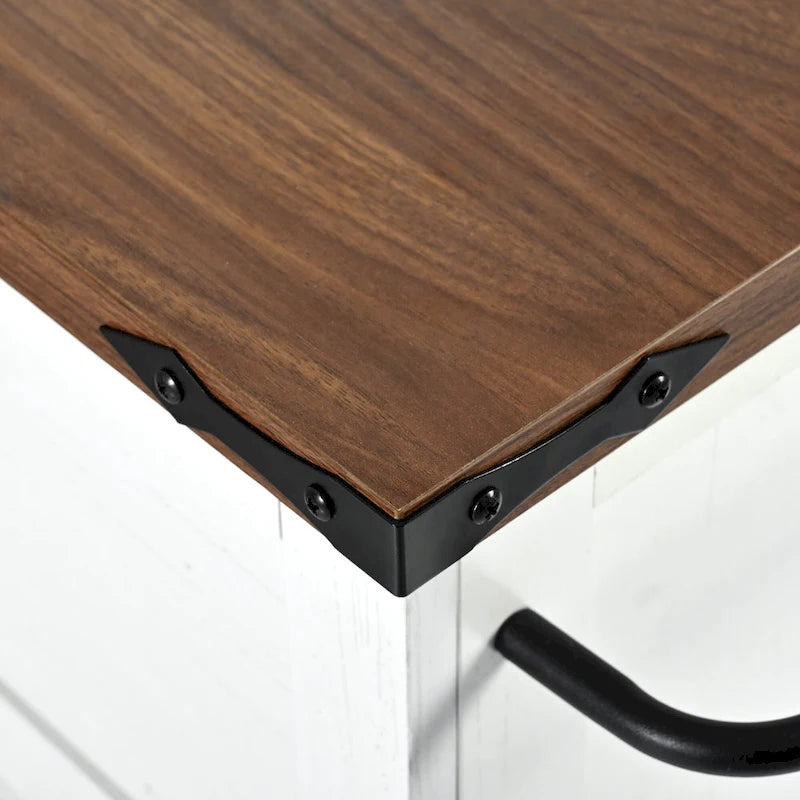 Farmhouse Rolling Kitchen Island with Drop Leaf and Power Outlets