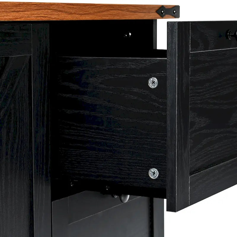 Farmhouse Rolling Kitchen Island with Drop Leaf and Power Outlets